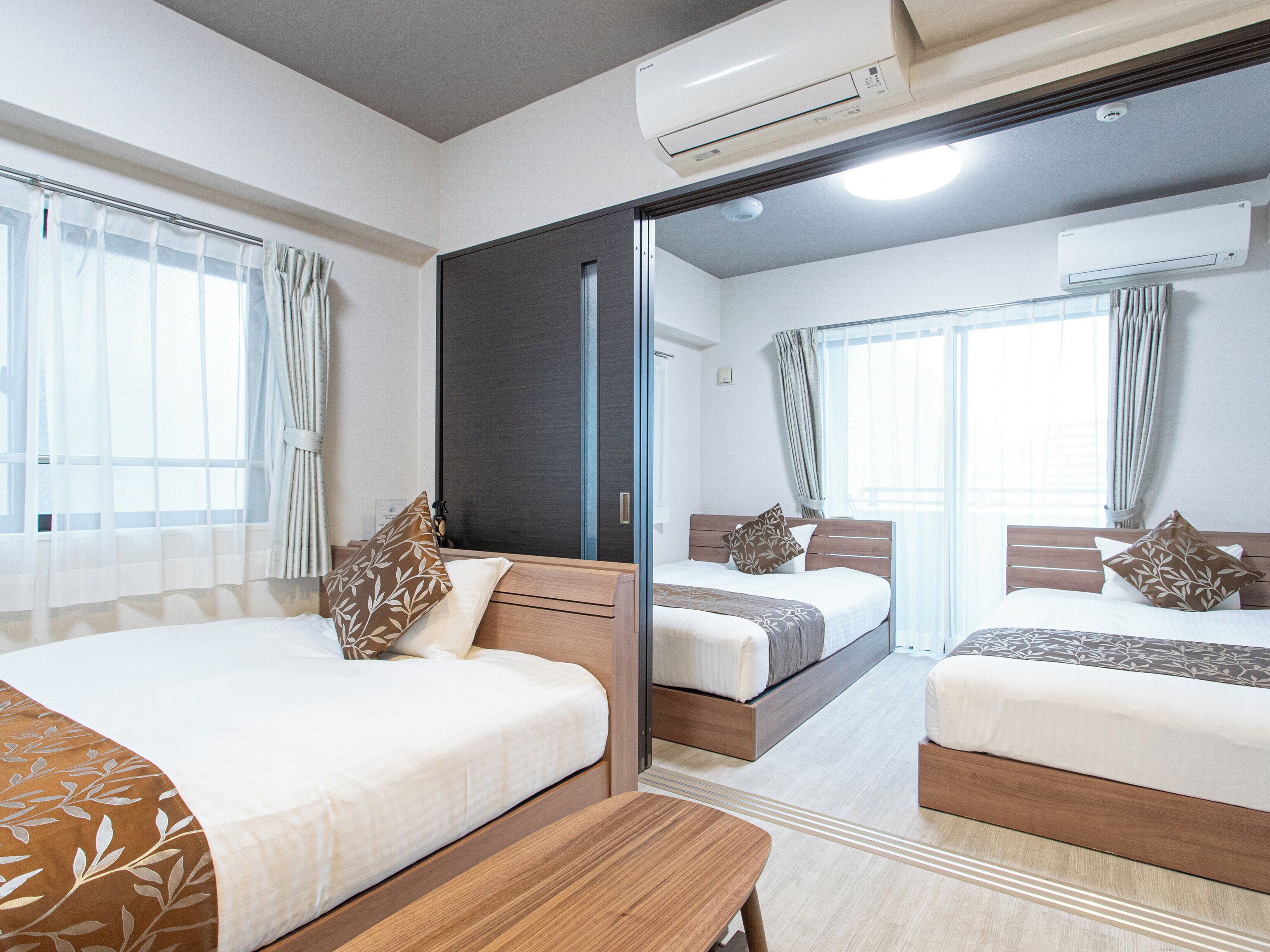 [Main Building] 3 Double Rooms for 6 people, Non Smoking | Free WiFi, bed sheets