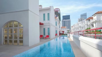 Outdoor pool, sun loungers