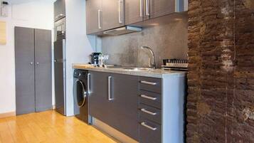 Apartment | Private kitchen | Full-size fridge, microwave, stovetop, toaster