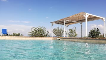 Outdoor pool, sun loungers