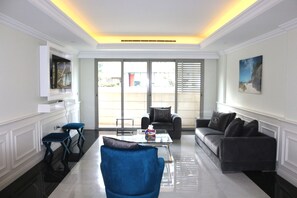 Luxury Apartment, 1 Bedroom | Living area | LCD TV - Versace Furnished Apartments - Downtown Beirut (Beirut)