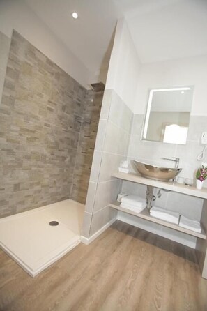 Shower, free toiletries, hair dryer, bidet