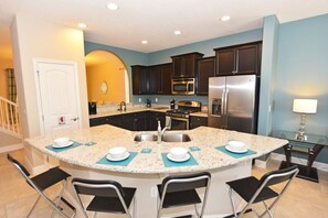 House, Multiple Beds, Private Pool, Pool View | Private kitchen | Fridge, microwave, oven, stovetop