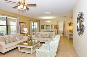 House, Multiple Beds, Private Pool, Pool View | Living room | Flat-screen TV, DVD player