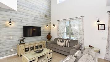 House, Multiple Beds, Private Pool, Pool View | Living room | Flat-screen TV, DVD player