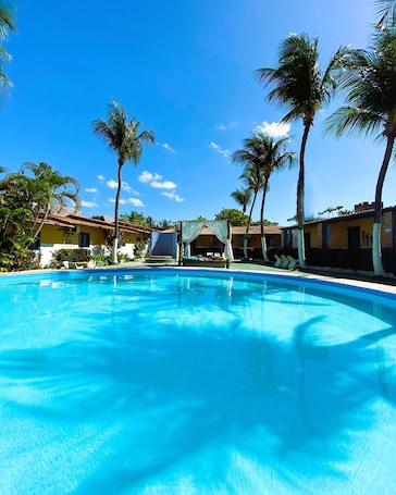Outdoor pool, open 8 AM to 8 PM, sun loungers