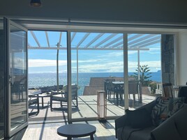 47-inch flat-screen TV with cable channels