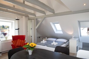 Estudio, 1 cama doble con sofá cama | 1 dormitorio, tabla de planchar con plancha, cunas gratuitas