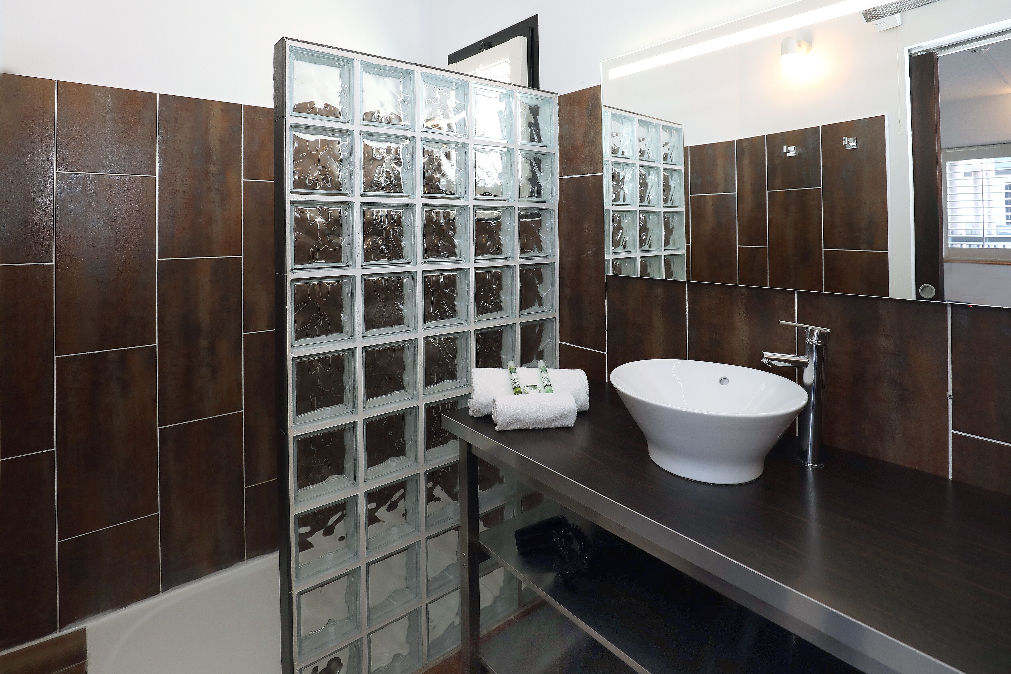 patio room | bathroom | free toiletries, hair dryer, towels