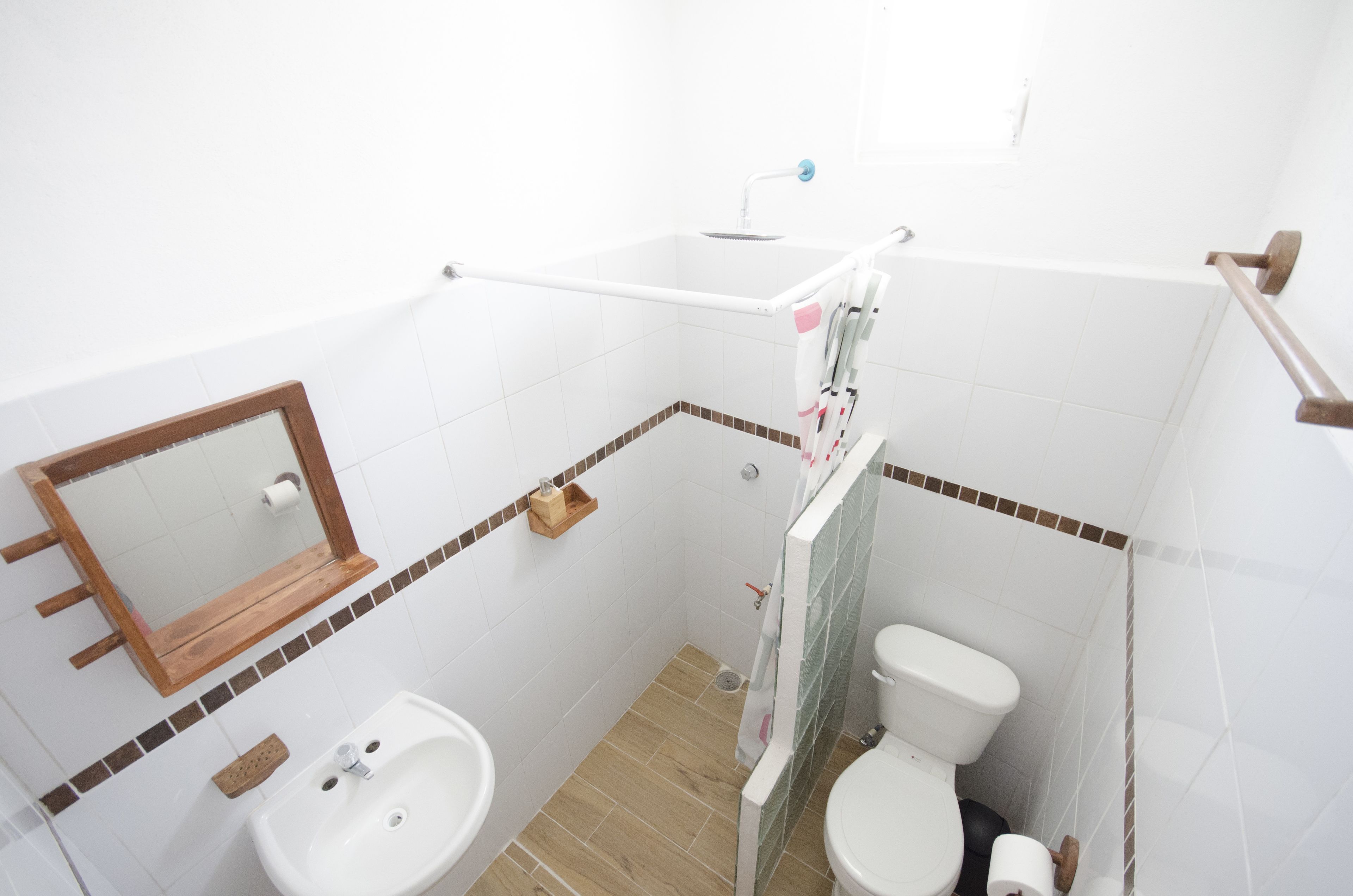 economy double room, 1 double bed, private bathroom | bathroom | shower, rainfall showerhead, hair dryer, towels