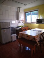 Fridge, microwave, oven, coffee/tea maker