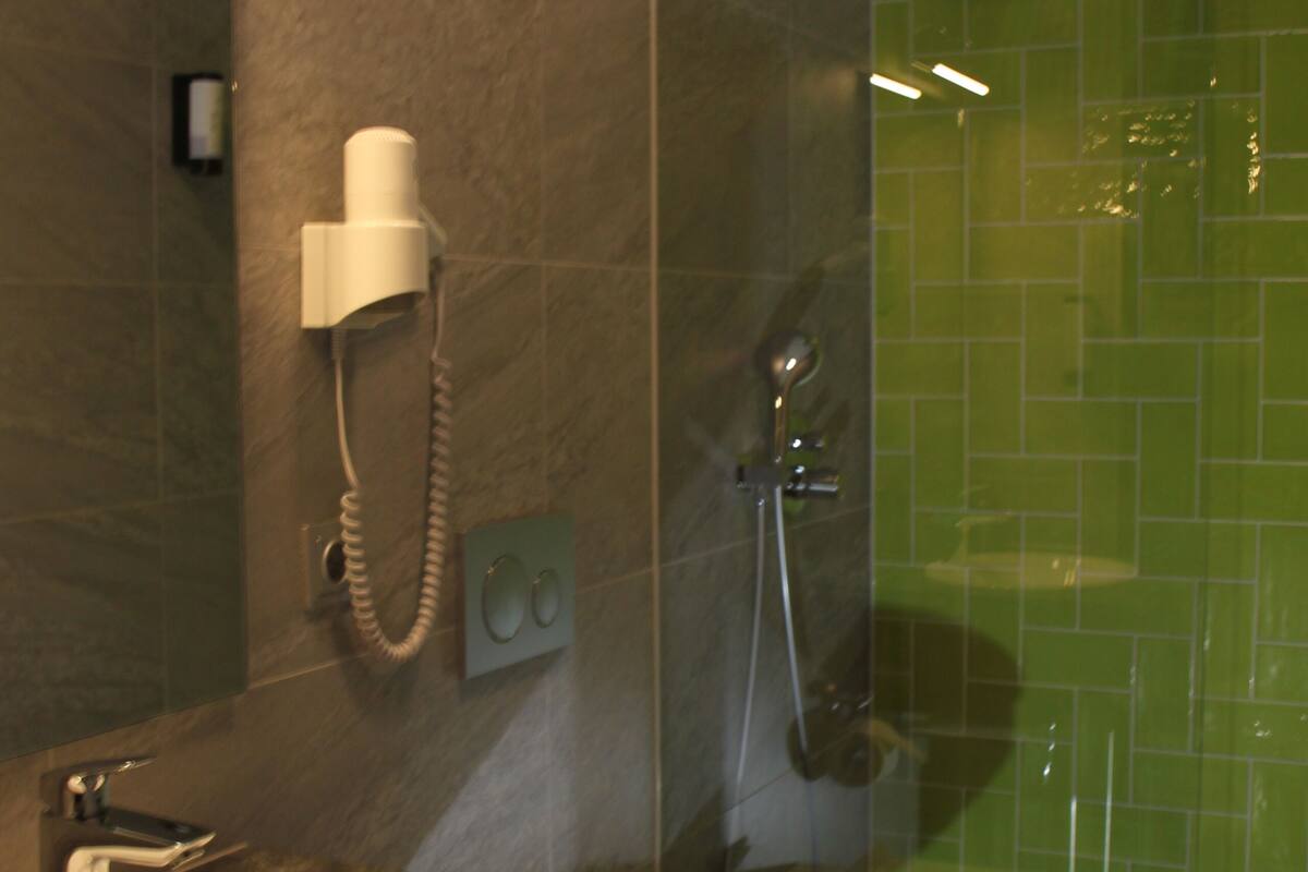 double room | bathroom shower