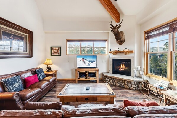 TV, fireplace, table football, printers