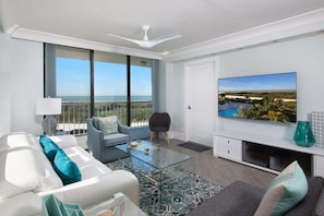 TV - Beachfront 2BR/2BA Marco Island condo with pool, WiFi, and beach access. (Marco Island)