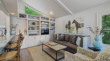 Smart TV, chimenea, consola de videojuegos y reproductor de DVD