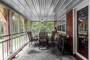 Outdoor dining - Lakefront house on Sebec Lake, ME. Fast WiFi, chef! (Bowerbank)