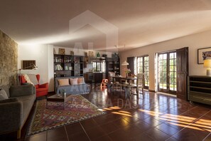 Una televisión, una chimenea