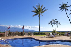 A heated pool - Island Sands Unit 206 Direct Oceanfront View. Enjoy the saltwater oceanfront swimming pool. (Wailuku)