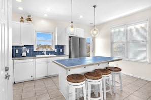 Fridge, microwave, oven, stovetop - Life is Good: Ocean View Home with Private Pool (Oak Island)