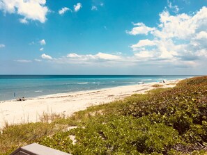 在海滩、沙滩椅、沙滩毛巾