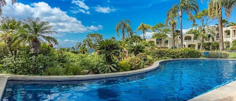Una piscina al aire libre, una piscina climatizada