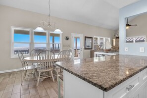 Dining - Front Row: Oceanfront home w/Covered Deck and Direct Beach Access (Oak Island)