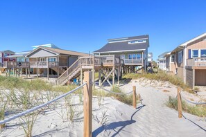 Exterior - Front Row: Oceanfront home w/Covered Deck and Direct Beach Access (Oak Island)