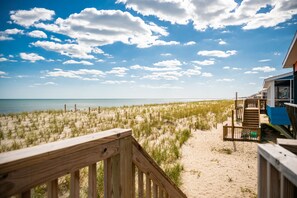 On the beach - Chill'ax Inn: 3 Bed/2 Bath Oceanfront Home with Covered Porch (Oak Island)