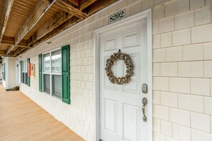 Exterior detail - Sea Esta: Condo with Community Pool and Elevator (Oak Island)