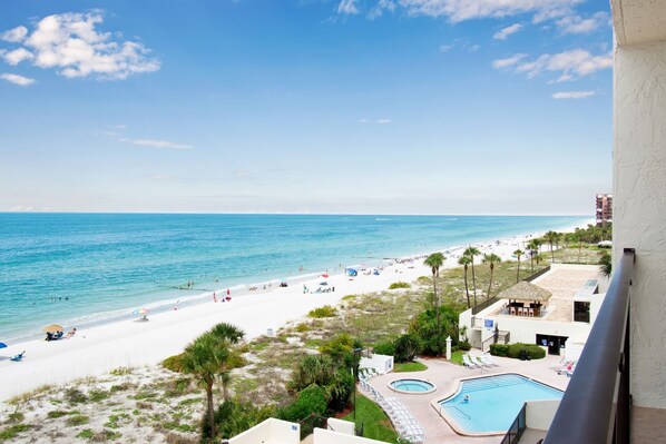 On the beach, sun-loungers, beach towels - 25% Discount Til Year End At Top Rated 5-Star Beach Front Condo! (Madeira Beach)