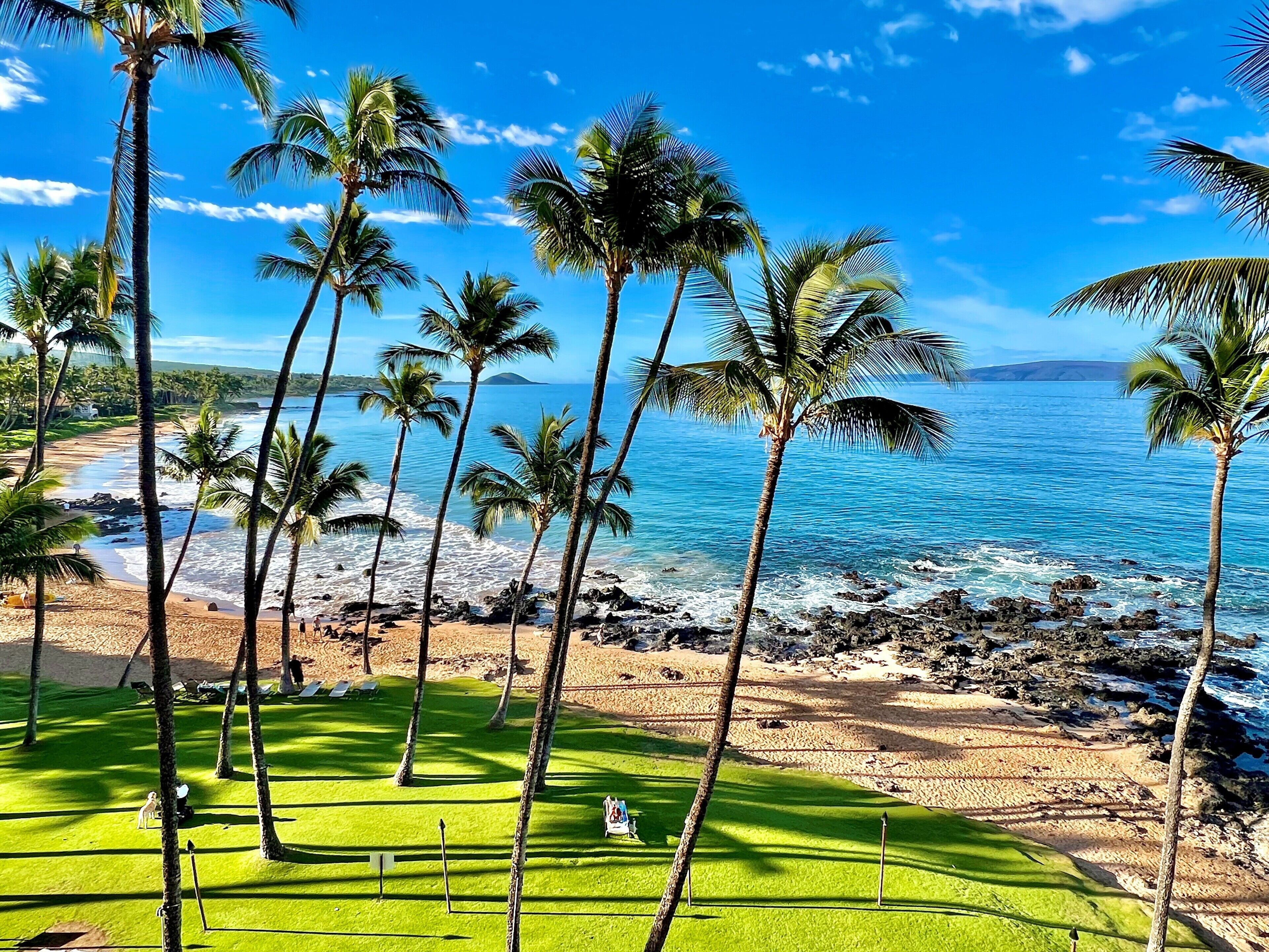En la playa y toallas de playa 