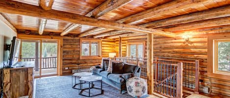 Smart TV, fireplace, DVD player, music library