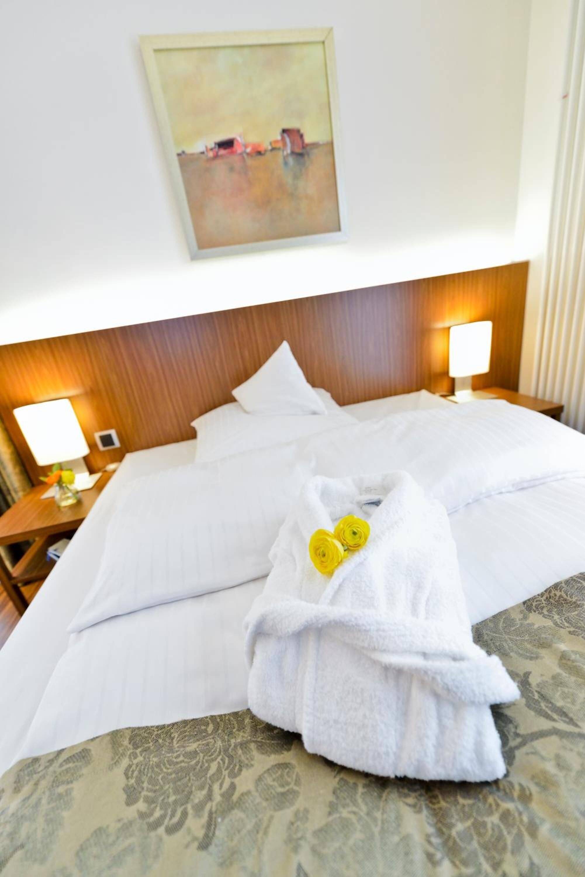 laptop workspace, blackout curtains, free wifi, bed sheets