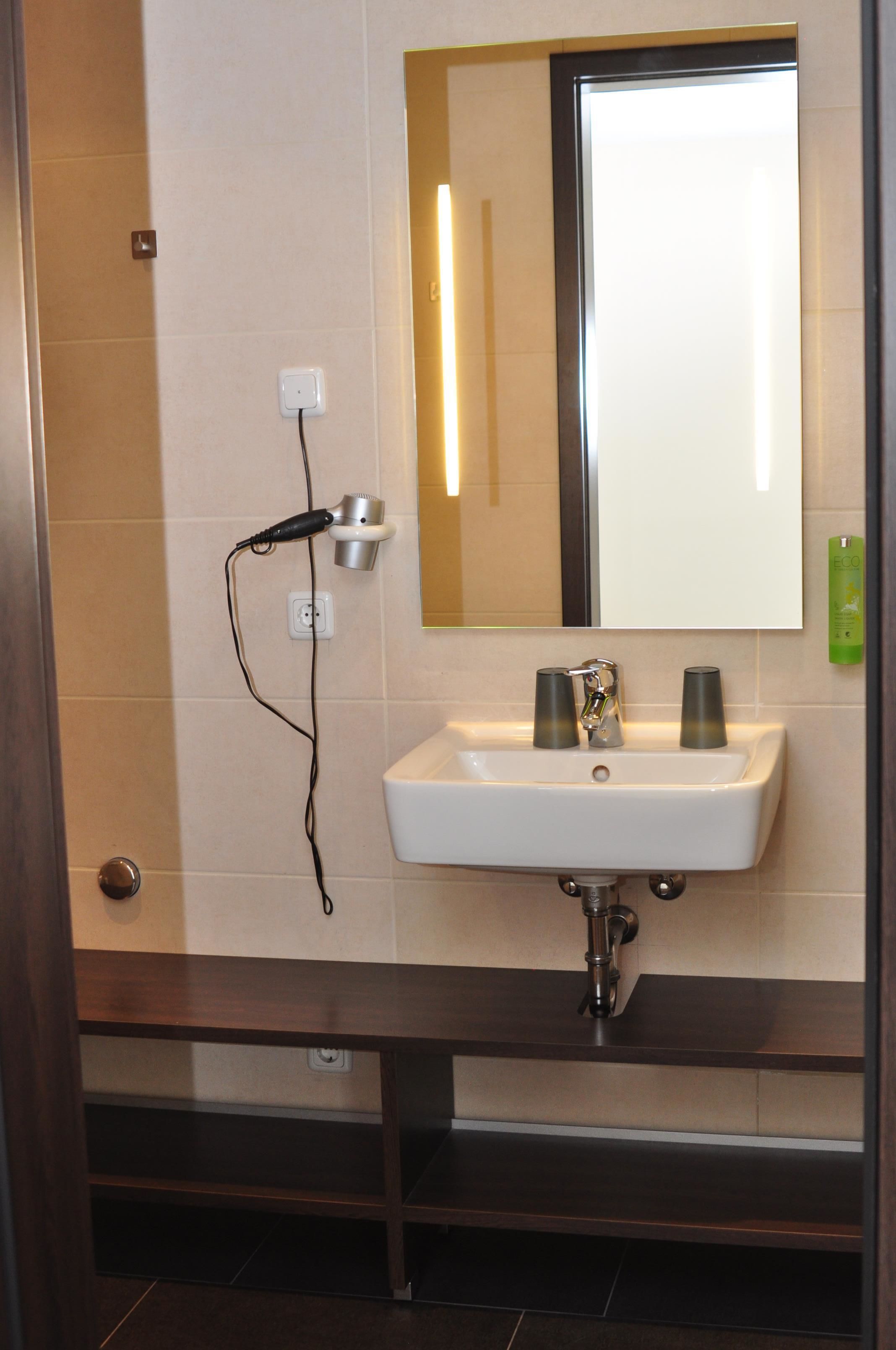 free toiletries, hair dryer, towels