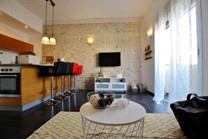 Luxury Apartment, Multiple Beds | Living area | LED TV - Designer Apt Great Location Hilton beach (Tel Aviv)