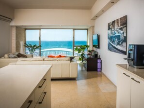 Deluxe Apartment, Multiple Beds, Non Smoking | Living room | Flat-screen TV - One of a Kind Gordon Beach Front 2BR Apt (Tel Aviv)