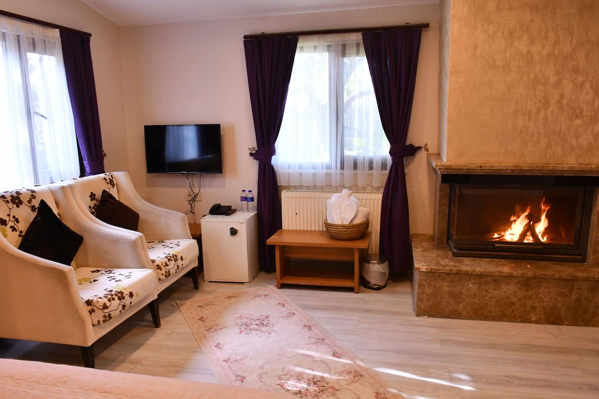 Chambre Deluxe, cheminée | 1 chambre, minibar, espace de travail pour ordinateur portable