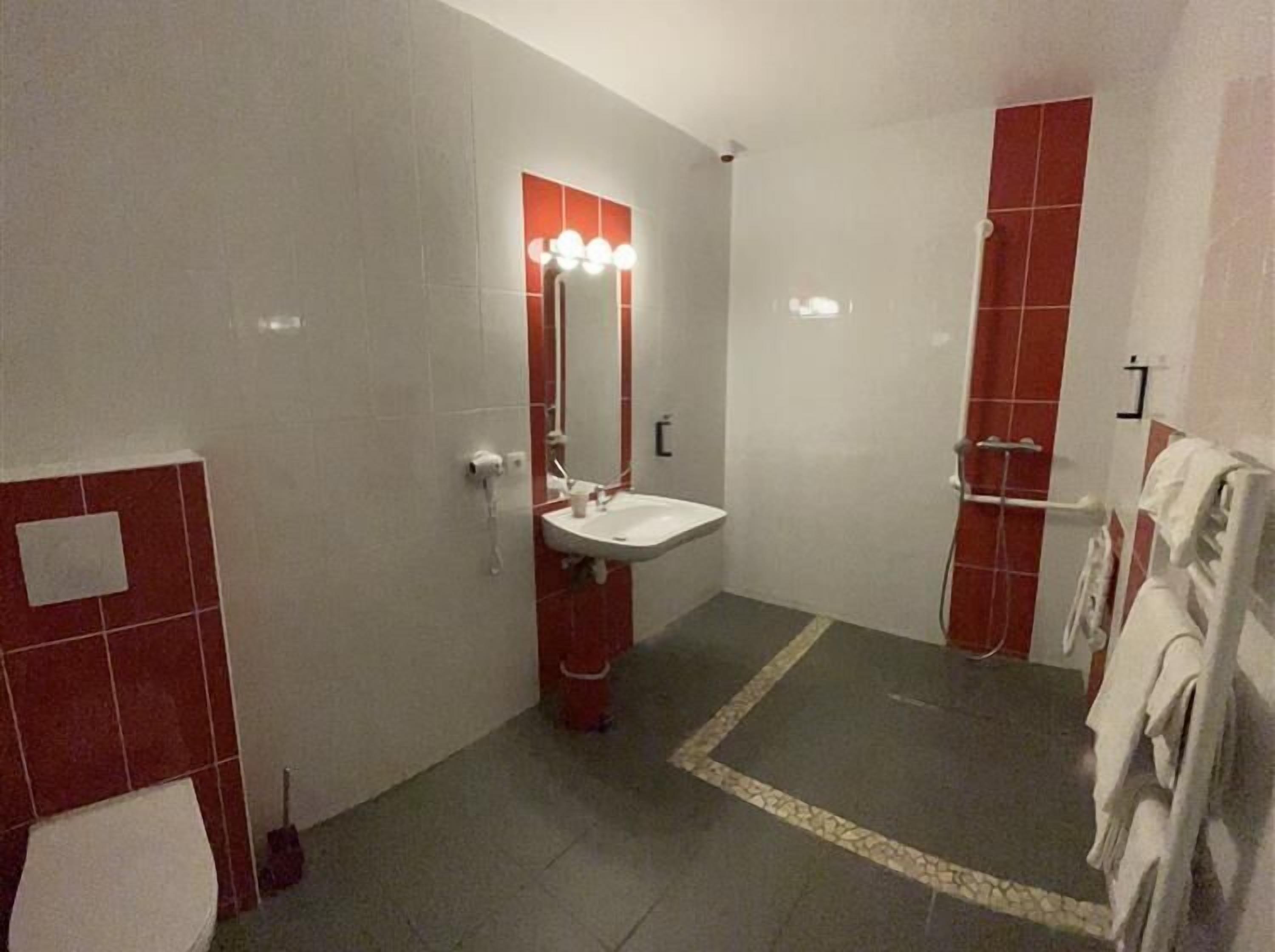 twin room | bathroom | shower, free toiletries, hair dryer, towels