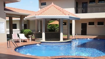 2 outdoor pools, open 7:00 AM to 5:00 PM, pool umbrellas, sun loungers