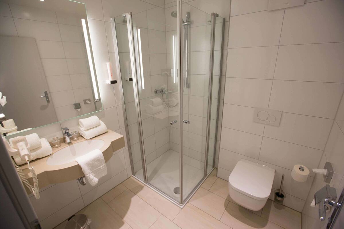 Free toiletries, hair dryer, towels