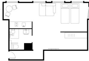 Locke Studio - Accessible Twin | Floor plan - Whitworth Locke (Manchester)