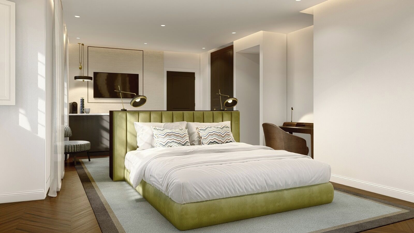 Een minibar, een kluis op de kamer, geluiddichte muren