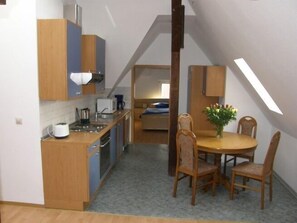 Fridge, microwave, oven, stovetop - Villa Bellevue Dresden (Dresden)