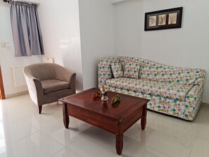 Comfort appartement | Woonkamer | Een 55-inch smart-tv met digitale zenders, televisie en Netflix