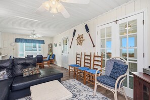 TV, DVD player, books, video library - Rhoney R&R: Oceanfront Home With Two Living Rooms (Oak Island)