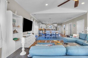 TV, DVD player, video library