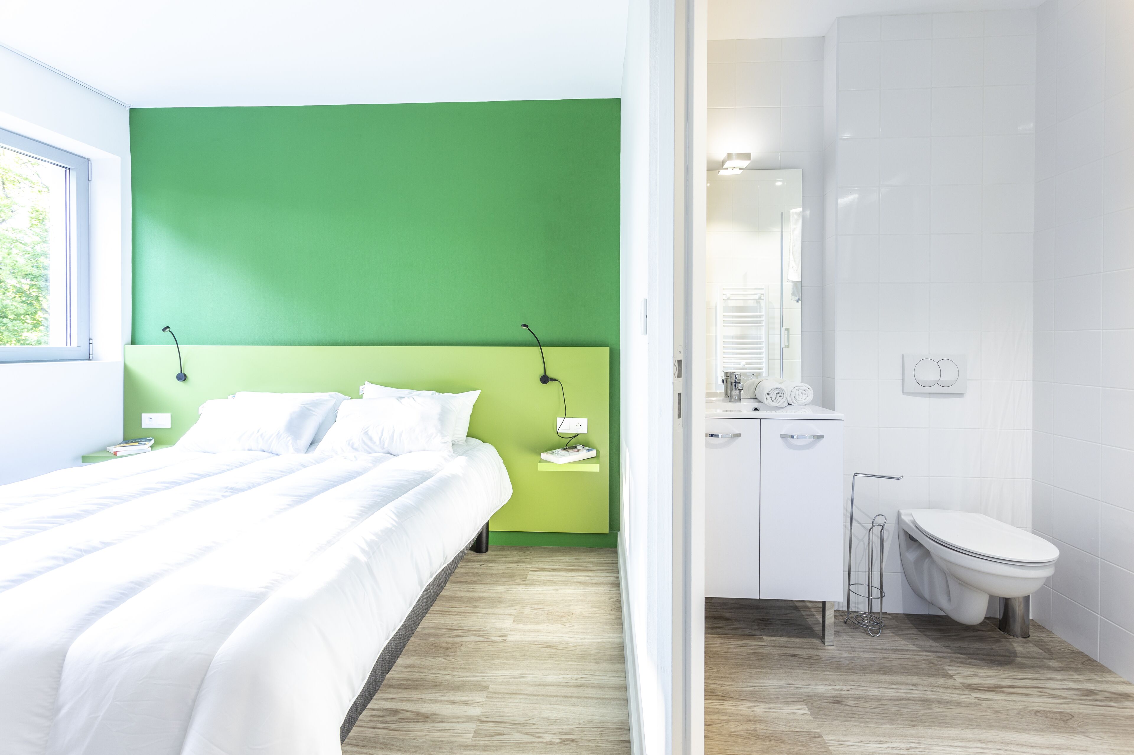 individually decorated, individually furnished, desk, blackout curtains