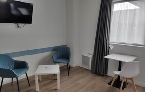 Individually decorated, individually furnished, desk, blackout drapes