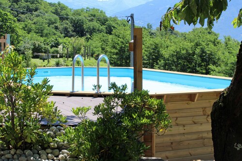Typical rustico with garden and wonderful view of Lake Como and pool