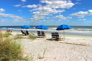 Beach nearby, sun-loungers